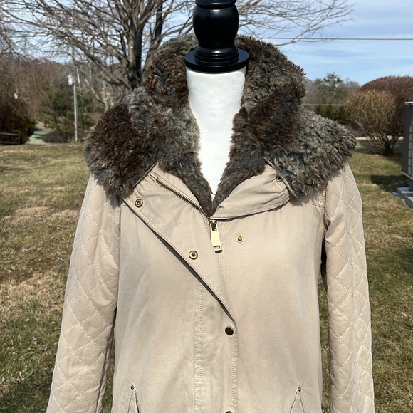 Zara Basic Parka 2 pc set Khaki Tan Coat Women's Size Medium - Picture 5 of 15